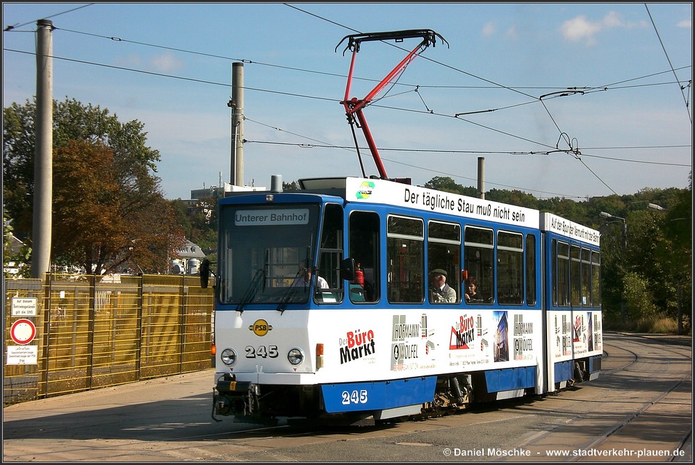 Плауэн, Tatra KT4DMC № 245; Плауэн — Линия на Unterer Bahnhof (закрыта 30.03.2007)