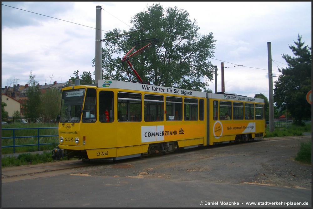 Плауэн, Tatra KT4DMC № 205; Плауэн — Линия на Unterer Bahnhof (закрыта 30.03.2007)