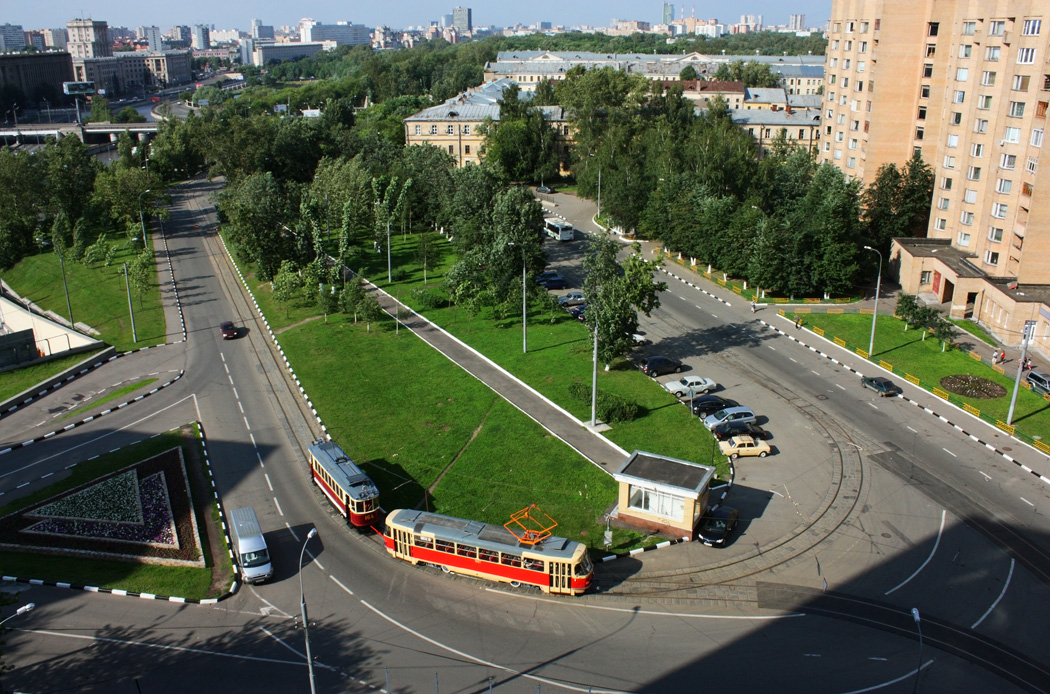 Москва, Tatra T3SU (двухдверная) № 1897; Москва — Виды с высоты; Москва — Конечные станции и кольца