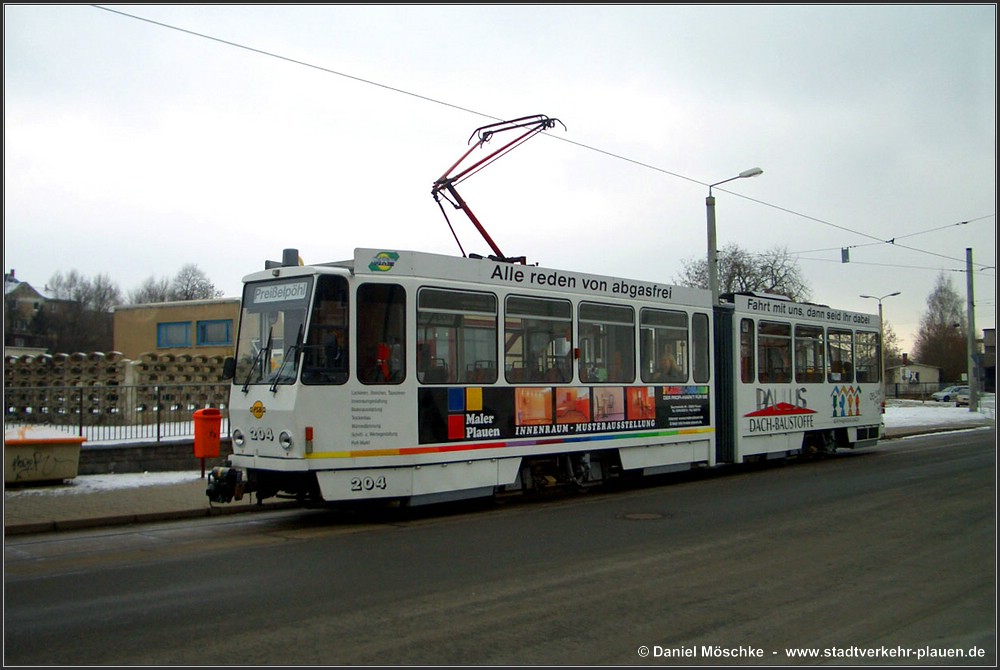 Плауэн, Tatra KT4DMC № 204; Плауэн — Линия на Unterer Bahnhof (закрыта 30.03.2007)