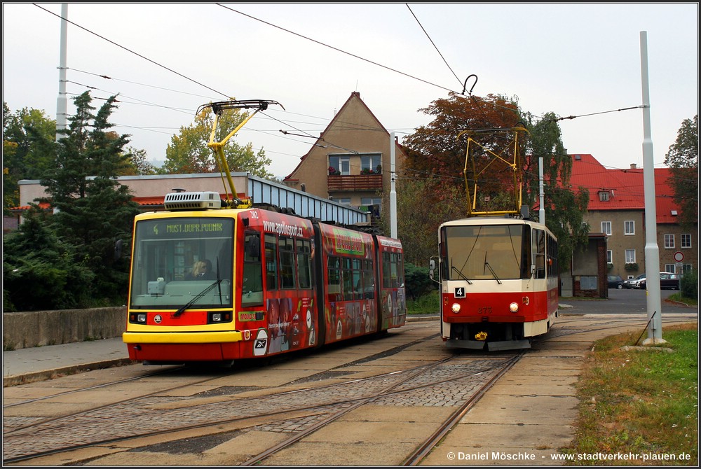 Most - Litvínov, Škoda 03T5 Astra/Anitra # 202; Most - Litvínov, Tatra T5B6 # 273; Most - Litvínov — Foto-Traveling with Tatra T5B6t No. 273 (02.10.2010) • Fotojízda na Tatra T5B6t ev. č. 273 (02.10.2010)