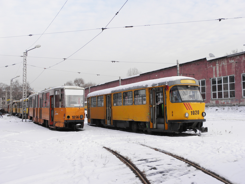 Almaty, Tatra KT4D nr. 1056; Almaty, Tatra T3D nr. 1020; Almaty — Tramway depot