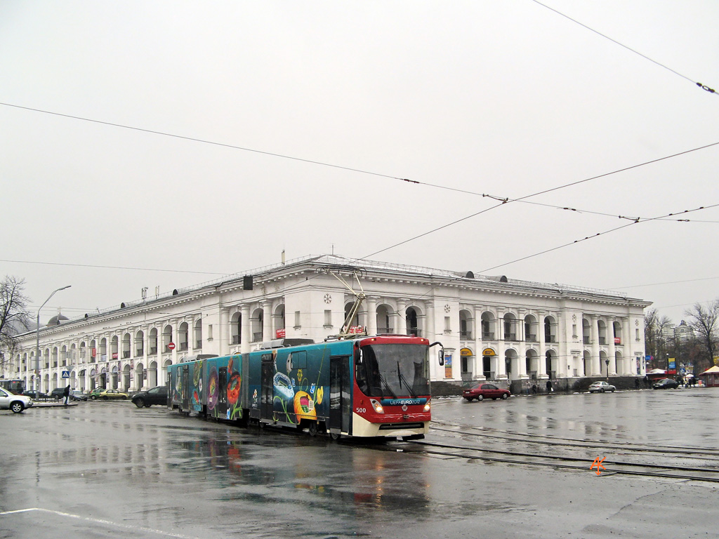 Kyjiw, K1M8 Nr. 500; Kyjiw — Tramway lines: Podilske depot network — west, south; Kyjiw — Trip by the trams K1 and K1M8 12th of February, 2011