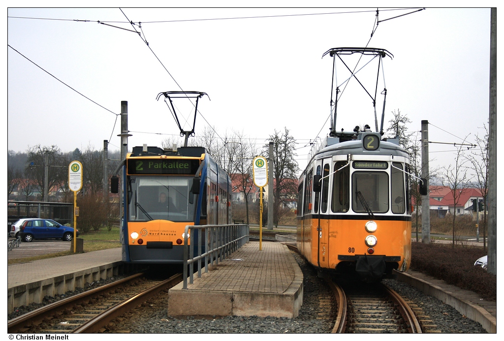Нордхаузен, Siemens Combino № 102; Нордхаузен, Esslingen GT4 № 80