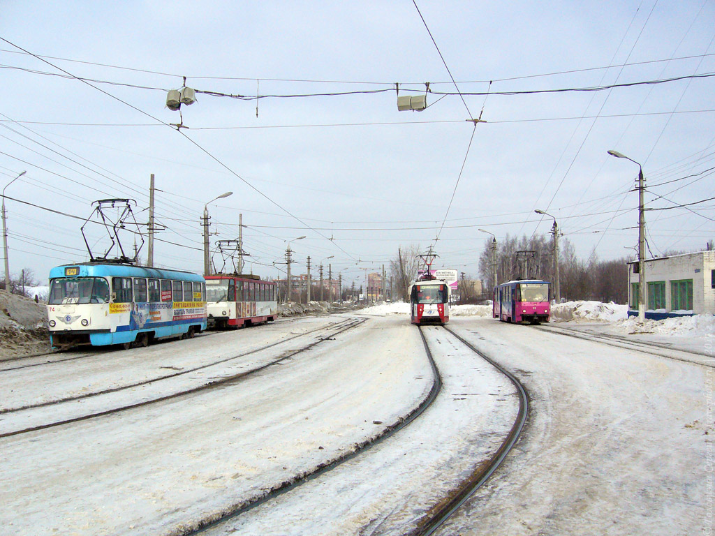 Тула, Tatra T3SU № 74; Тула, 71-153 (ЛМ-2008) № 1; Тула, Tatra T6B5SU № 25; Тула — Линейные станции и кольца