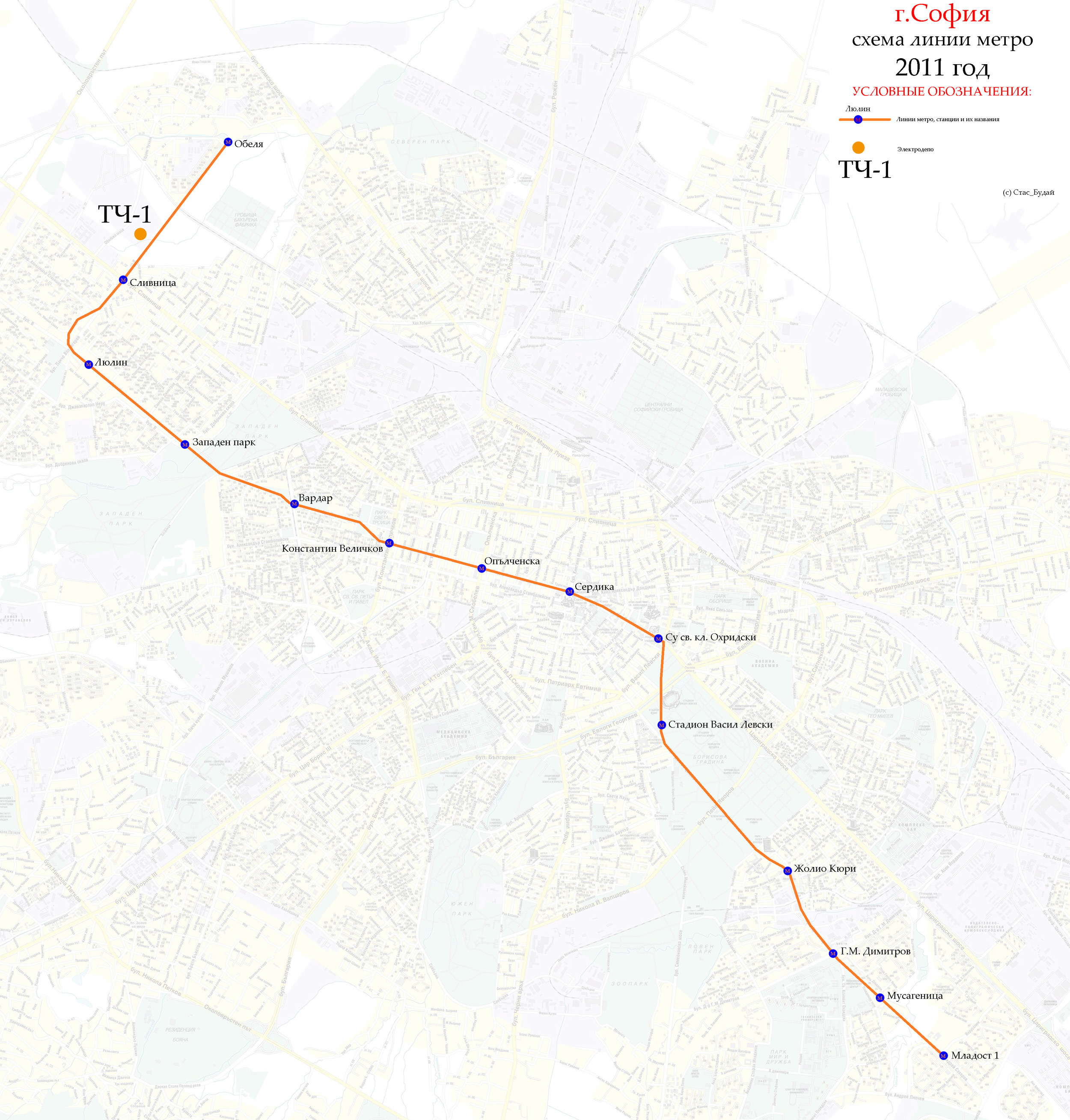 Sofia — Maps and diagrams of individual routes in the subway