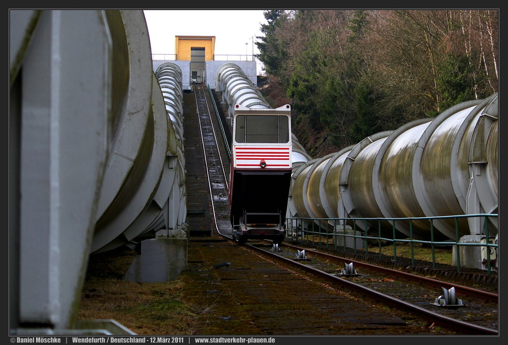 Wendefurth, ČKD Tatra № б/н; Wendefurth — Track and technology of the funicular • Strecke und Technik der Standseilbahn