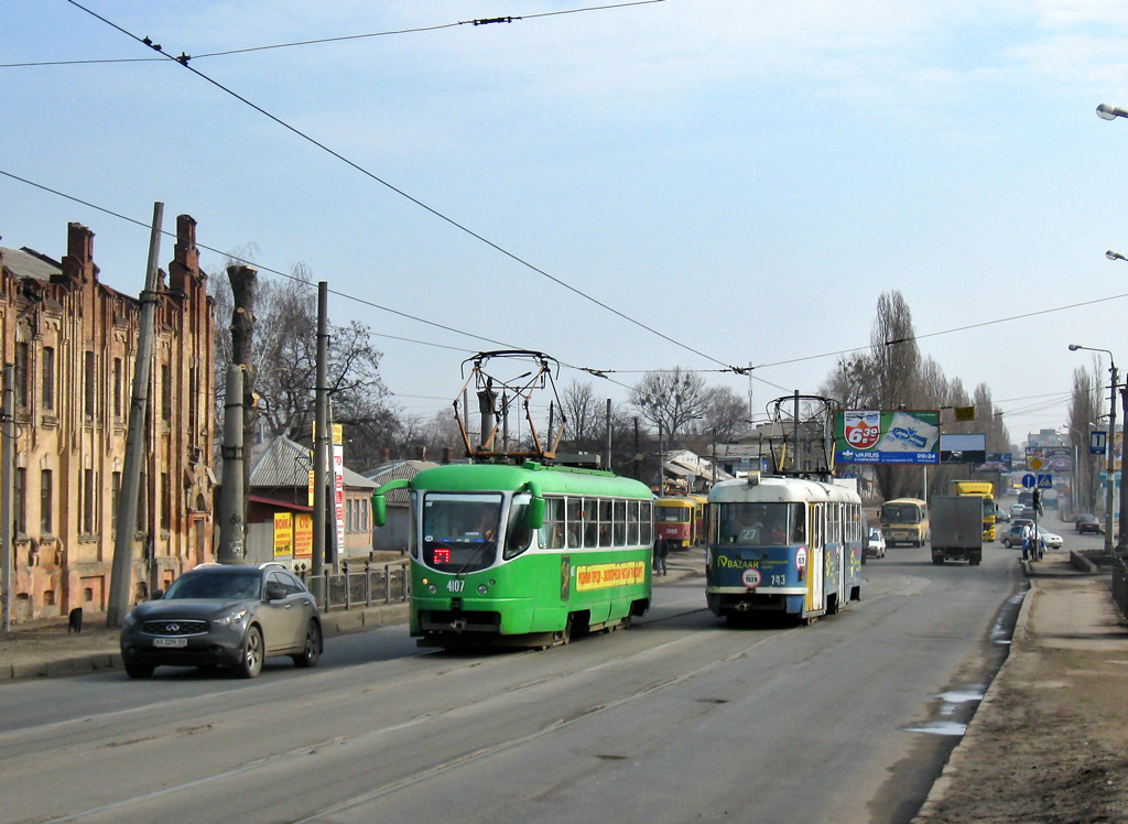 Харьков, T3-ВПА № 4107; Харьков, Tatra T3SU № 743