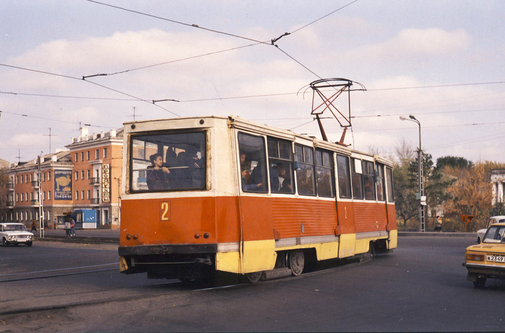 Караганда, 71-605 (КТМ-5М3) № 2; Караганда — Старые фотографии (до 2000 г.); Караганда — Трамвайные линии