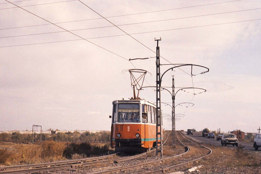 Караганда, 71-605 (КТМ-5М3) № 9; Караганда — Старые фотографии (до 2000 г.); Караганда — Трамвайные линии