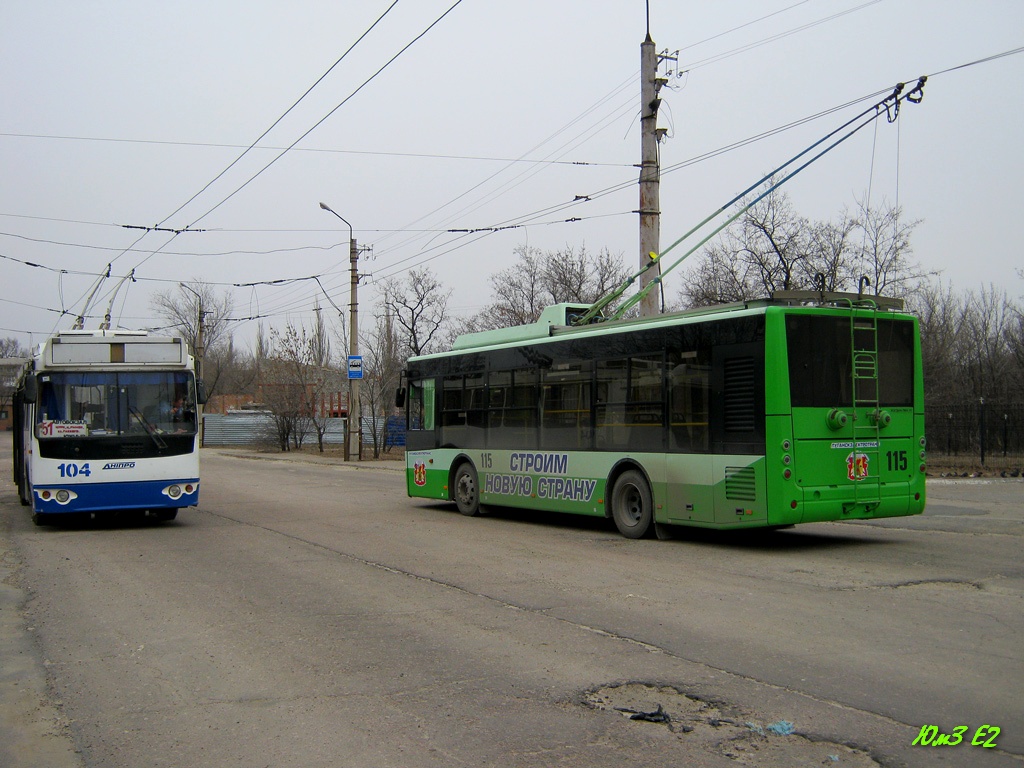Луганск, Богдан Т60111 № 115; Луганск, Дніпро E187 № 104