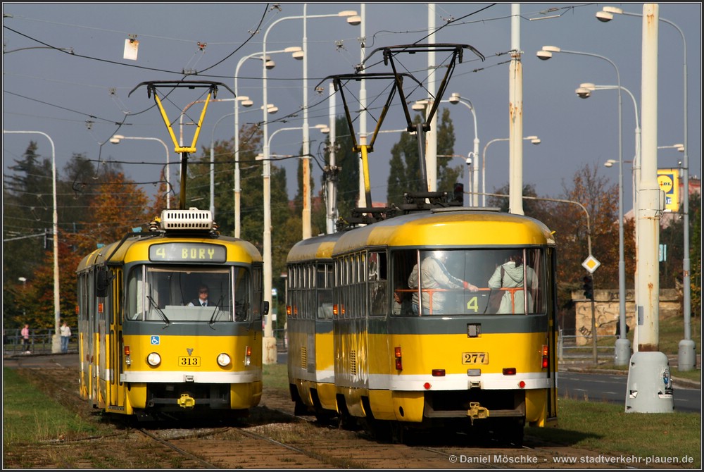 Plzeň, Tatra K3R-NT nr. 313; Plzeň, Tatra T3R.P nr. 277