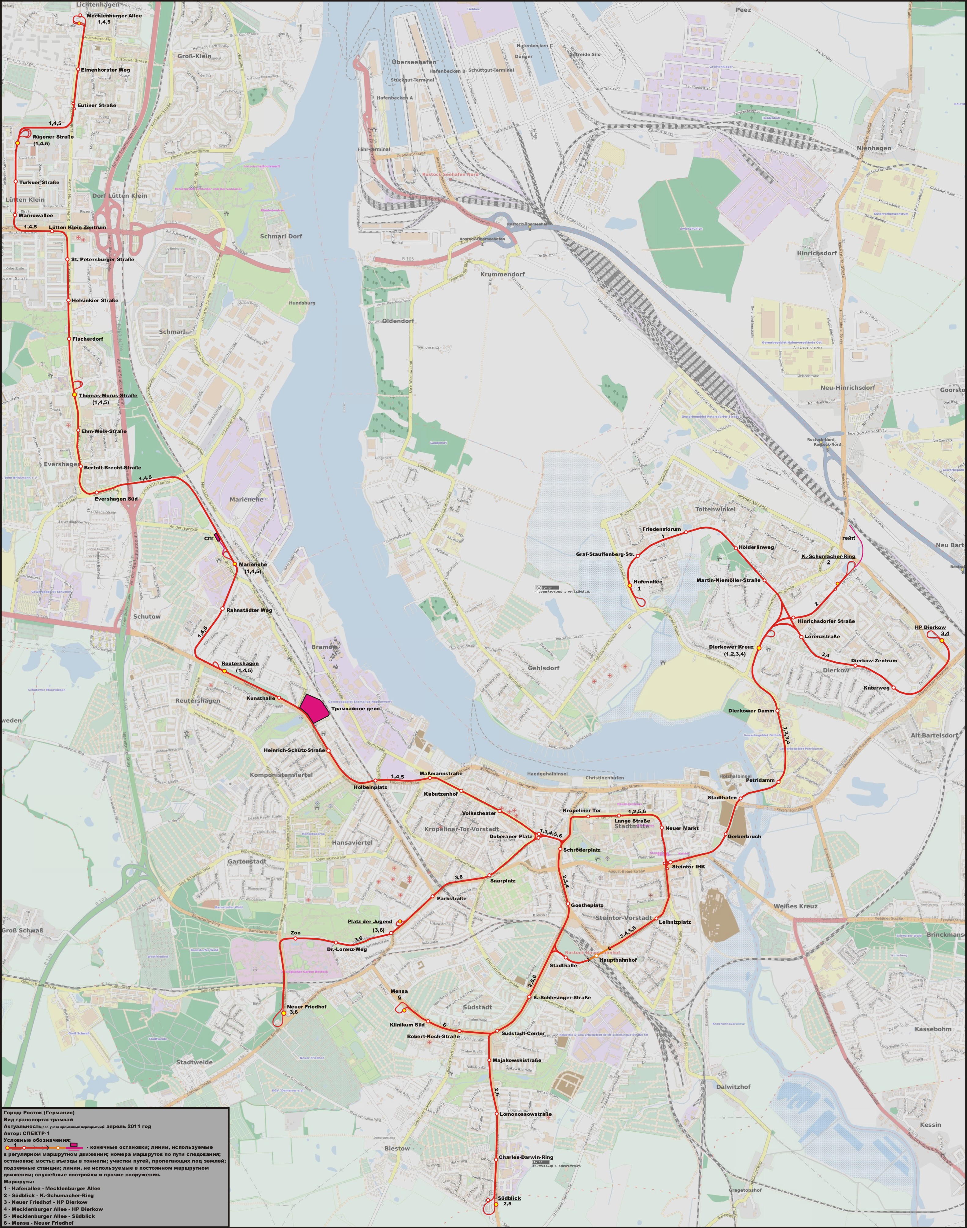 Maps made with OpenStreetMap; Rostock — Maps • Netzpläne