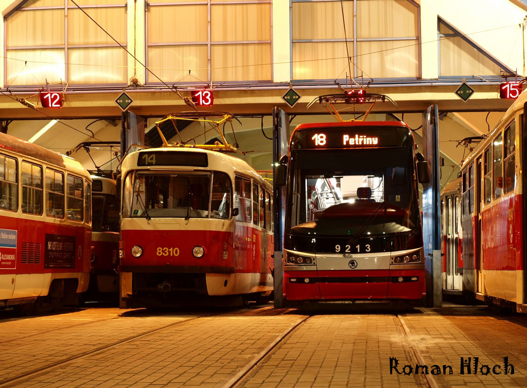 Prague, Tatra T3R.P № 8310; Prague, Škoda 15T2 ForCity Alfa Praha № 9213; Prague — Tram depots