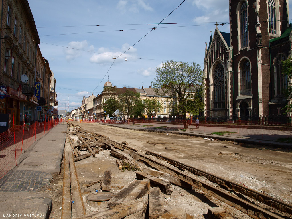 Львов — Реконструкции путей: улица Городоцкая верхняя часть