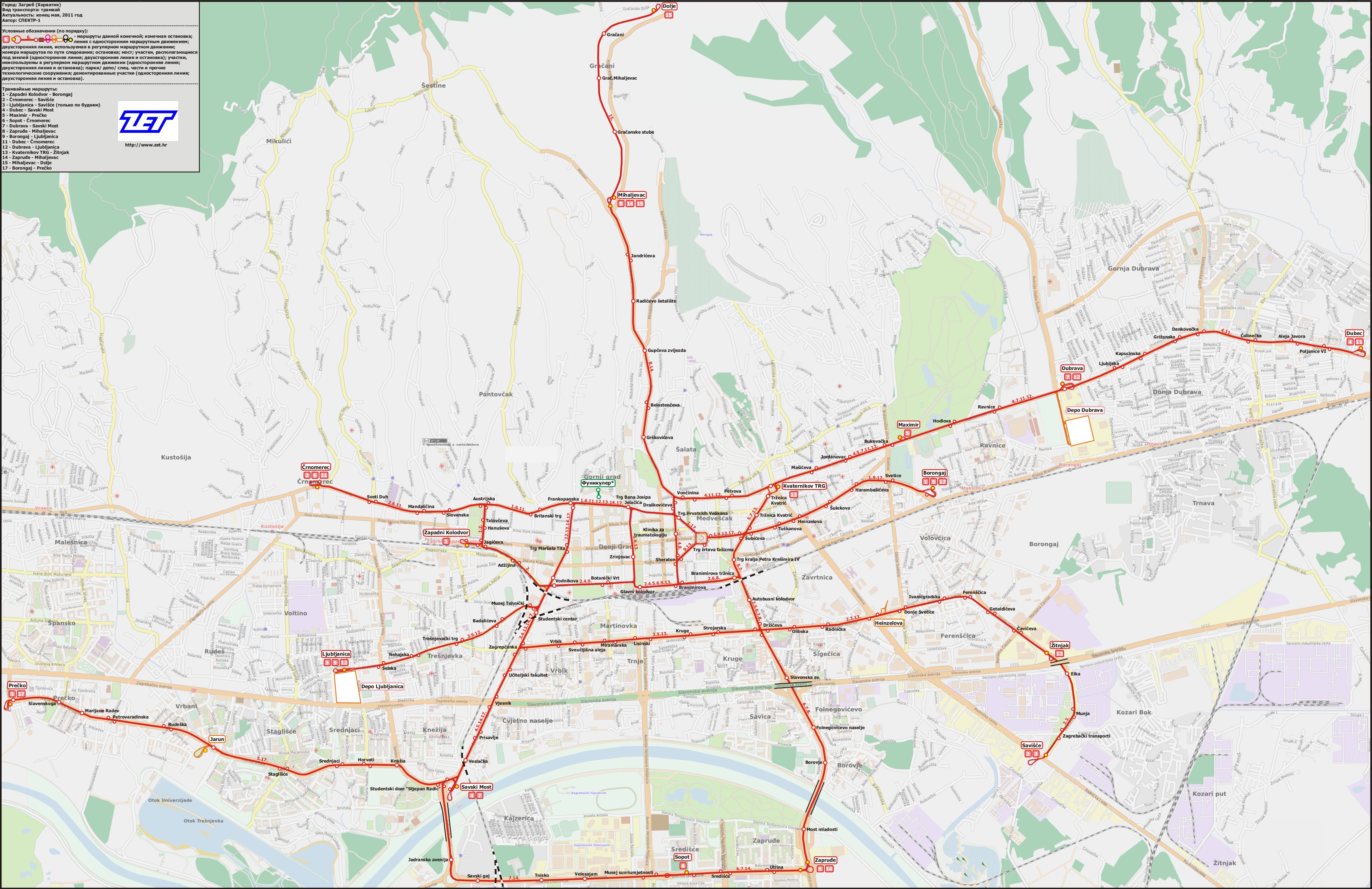 Карты, созданные с использованием OpenStreetMap; Загреб — Схемы
