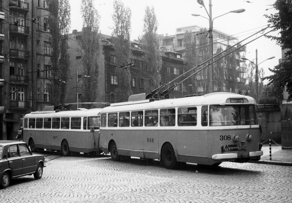 Sofia, Škoda 9Tr12 № 307; Sofia, Škoda 9Tr12 № 308; Sofia — Historical —  Тrolleybus photos (1941–1989)