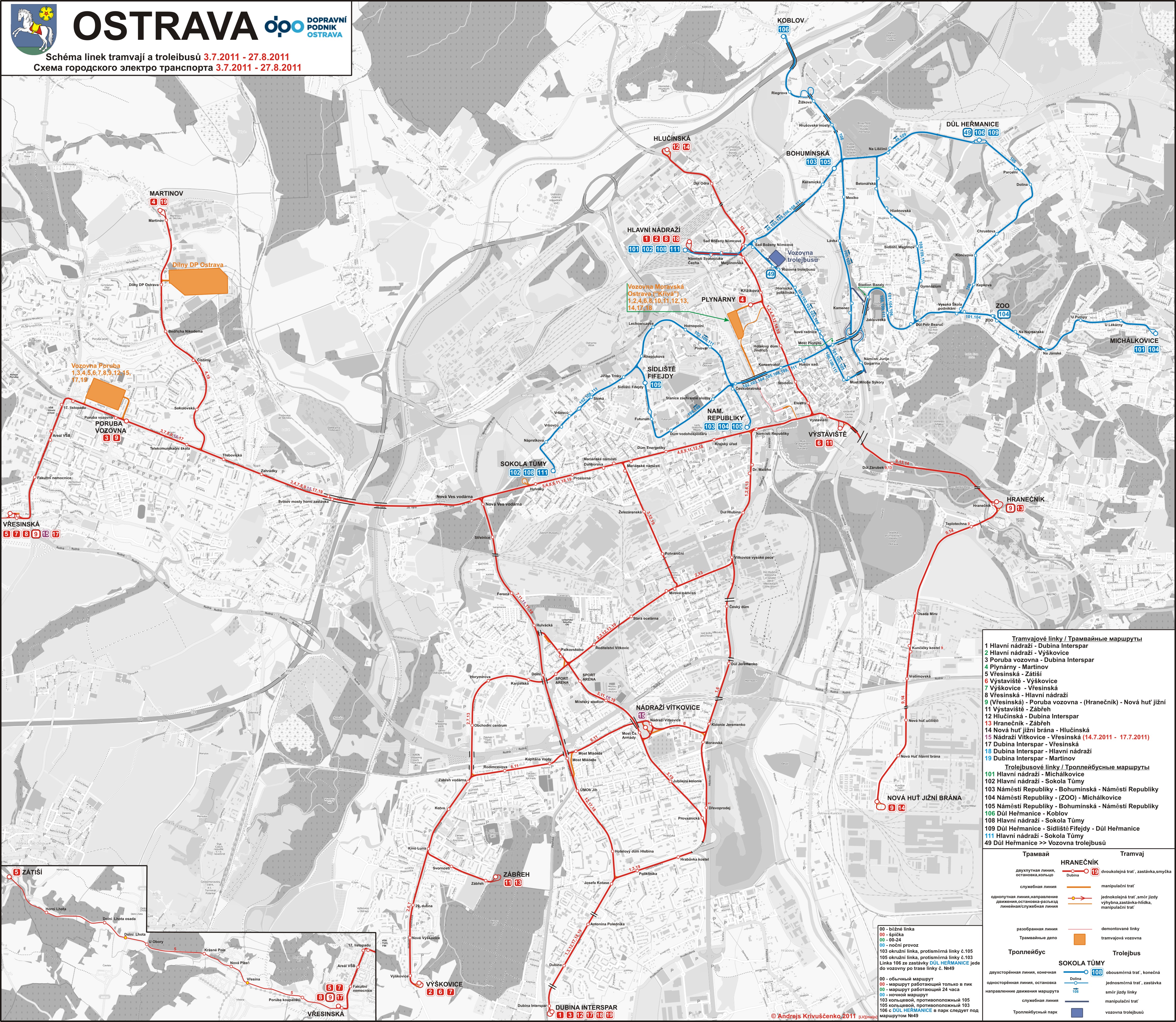 Карты, созданные с использованием OpenStreetMap; Острава — Схемы