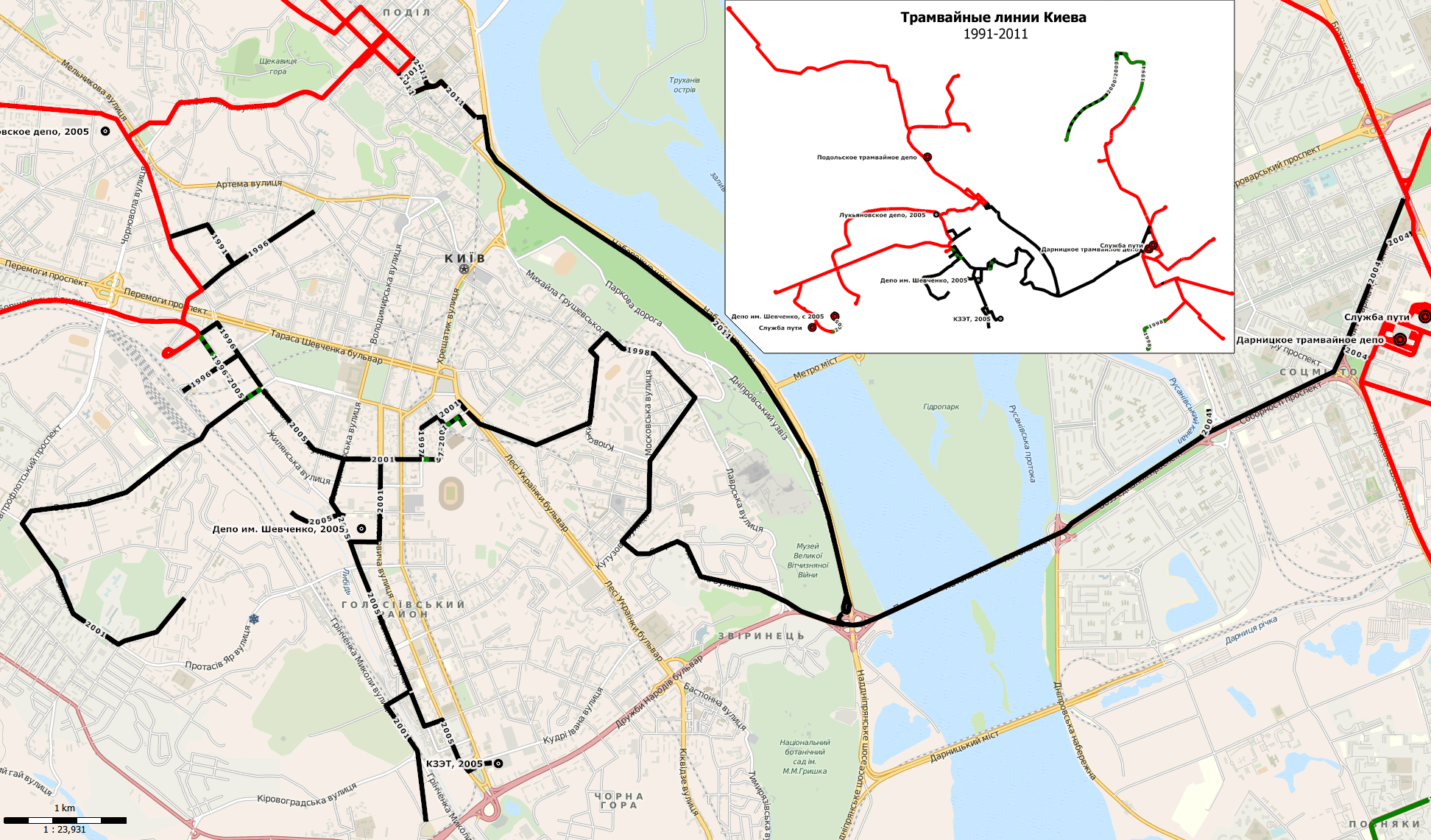 Maps made with OpenStreetMap; Kyiv — System-wide Maps