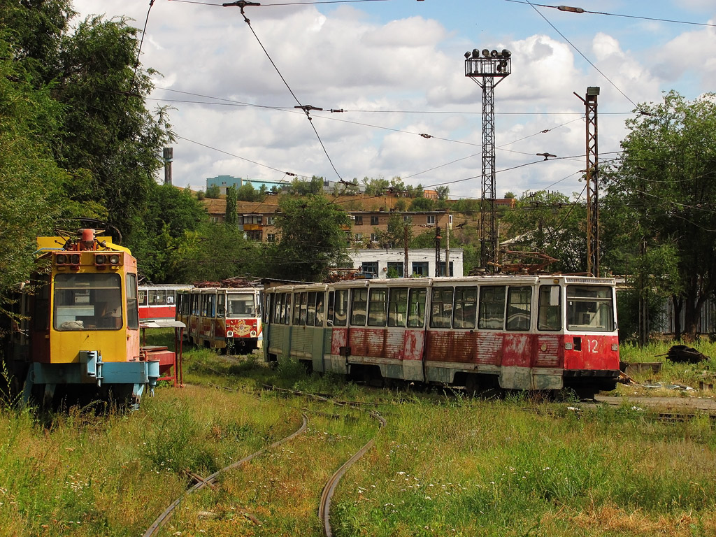 Orsk, 71-605 (KTM-5M3) Nr 12; Orsk, VTK-01 Nr К-01; Orsk, 71-605 (KTM-5M3) Nr 8; Orsk, 71-605 (KTM-5M3) Nr 20; Orsk — Tram depo-1