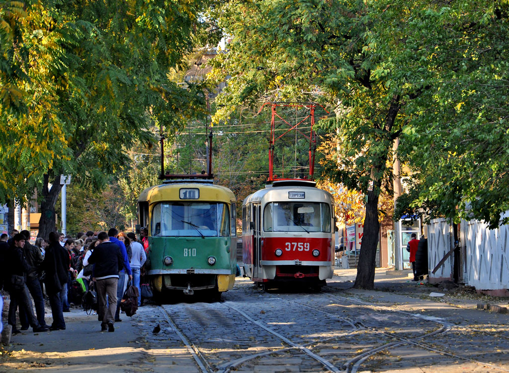 Донецк, Tatra T3SU (двухдверная) № 810; Донецк, Tatra T3SU (двухдверная) № 3759; Донецк — Разные трамвайные фотографии