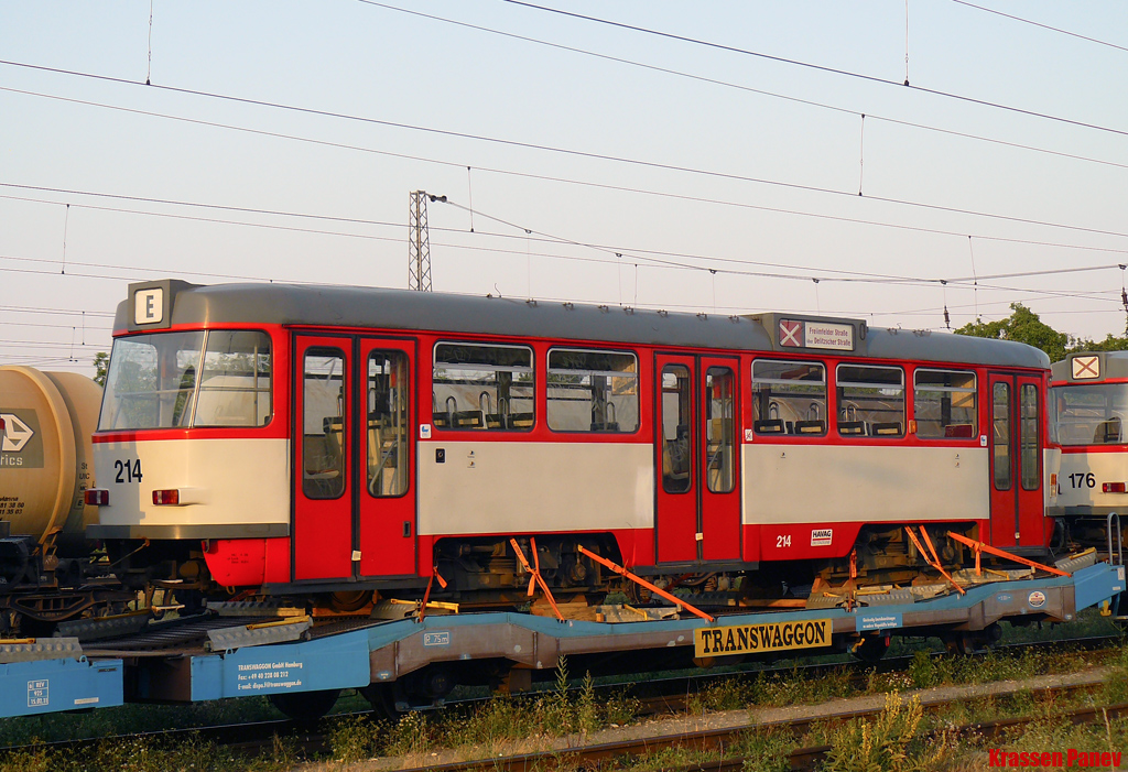 Sofia, Tatra B4DC № 214; Sofia — Delivery and unloading of T4D-C in Sofia — July 2011