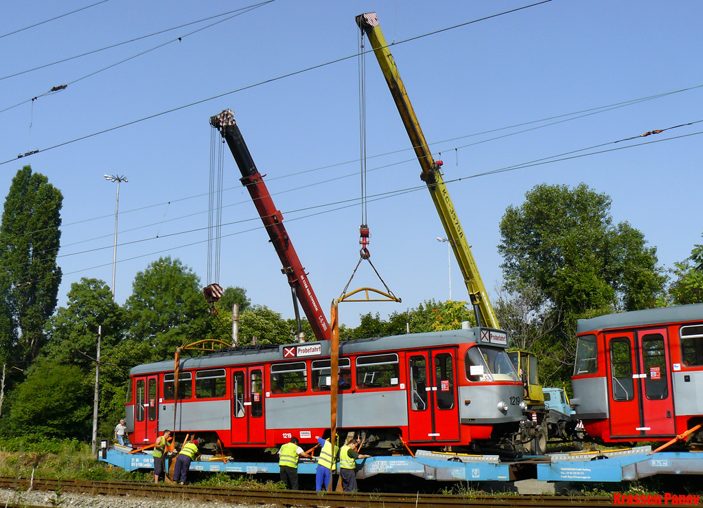 Sofia, Tatra T4DC nr. 1219; Sofia — Delivery and unloading of T4D-C in Sofia — July 2011