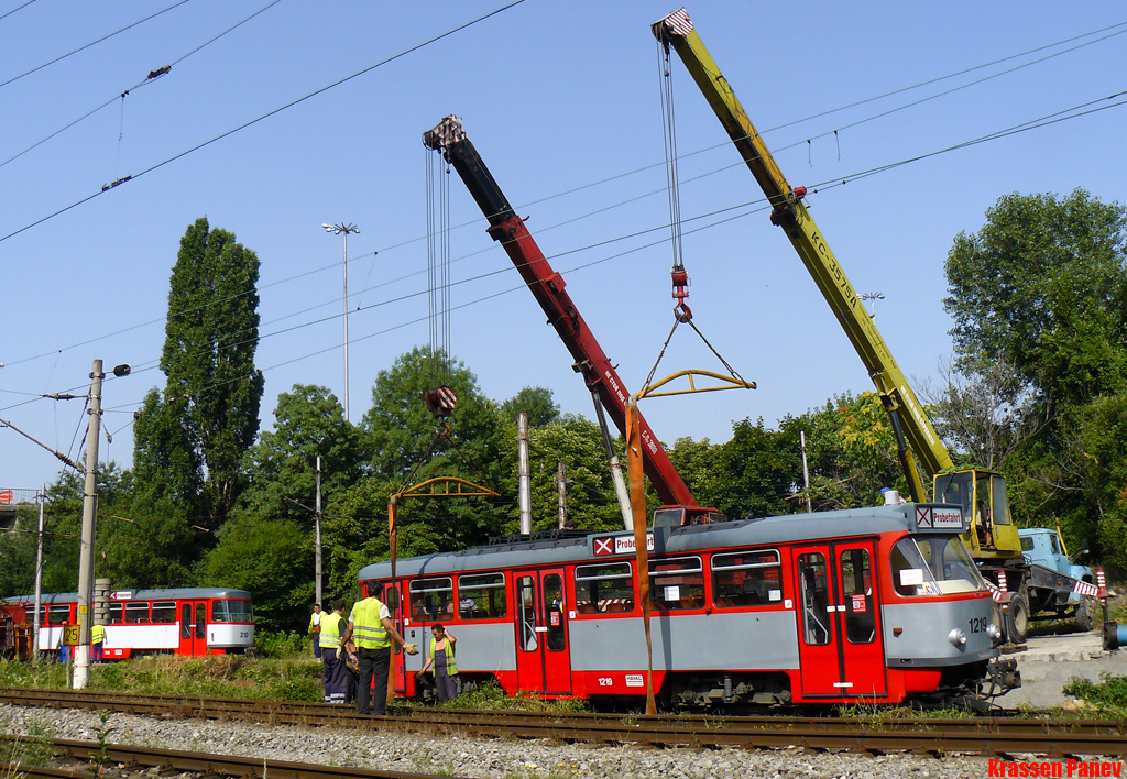 Sofia, Tatra T4DC nr. 1219; Sofia — Delivery and unloading of T4D-C in Sofia — July 2011