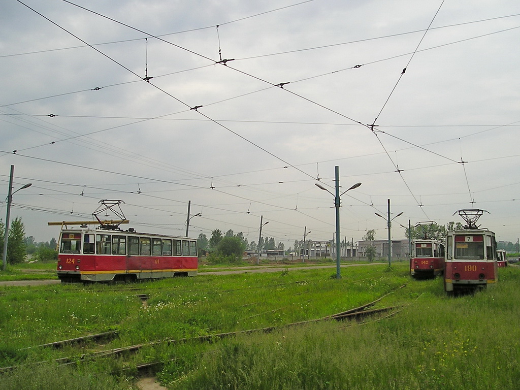 Yaroslavl, 71-605 (KTM-5M3) № 124; Yaroslavl, 71-605 (KTM-5M3) № 190; Yaroslavl — Tram depot # 4