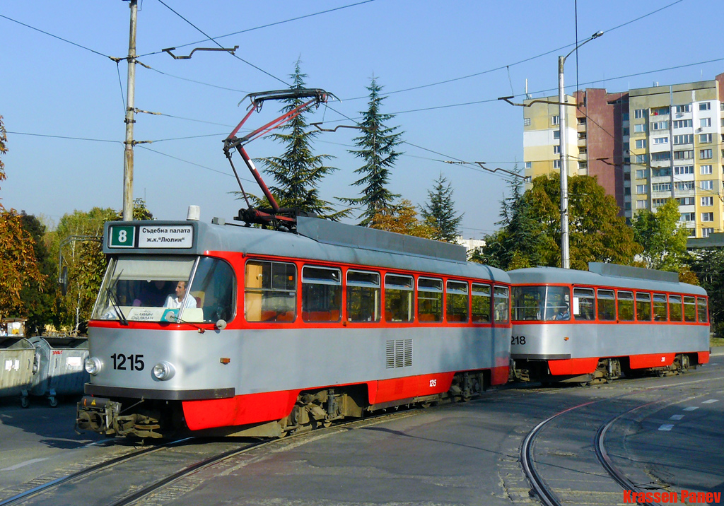 Sofia, Tatra T4DC # 1215; Sofia, Tatra B4DC # 218