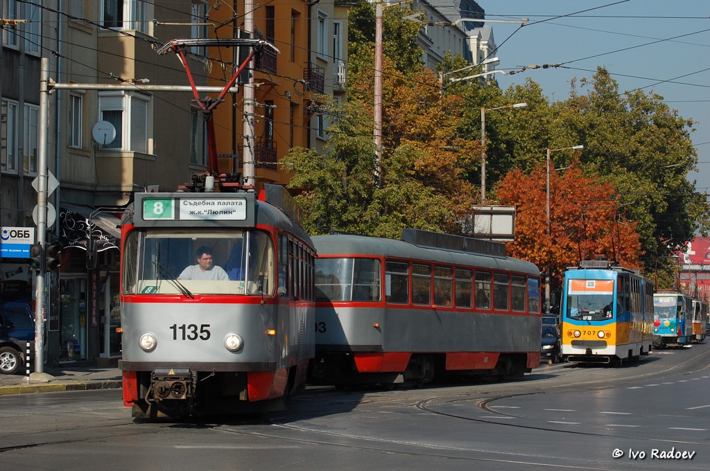 София, Tatra T4DC № 1135; София, Tatra B4DC № 193