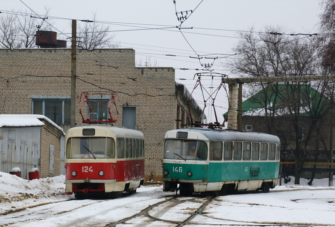 Донецк, Tatra T3SU № 124 (4124); Донецк, Tatra T3SU № 146 (4146)