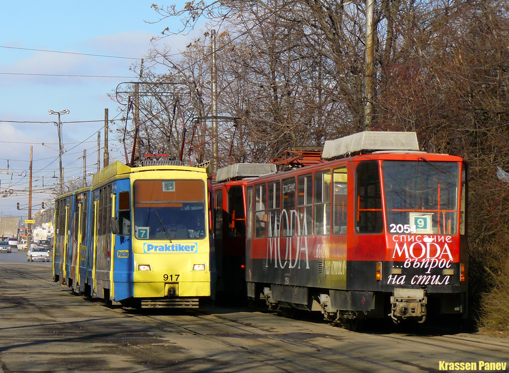 София, Т8М-900М № 917; София, Tatra T6A2SF № 2054