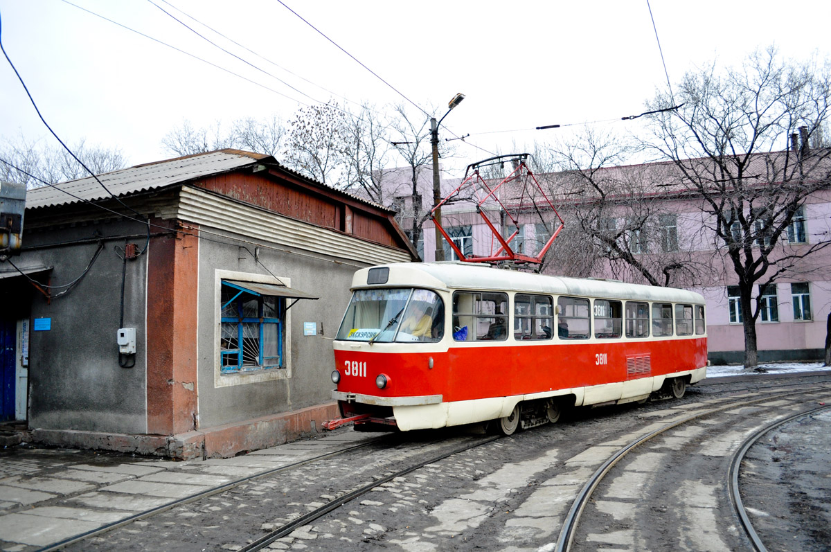 Donetsk, Tatra T3SU (2-door) # 3811; Donetsk — The ride on Tatra T3SU, March 17, 2012