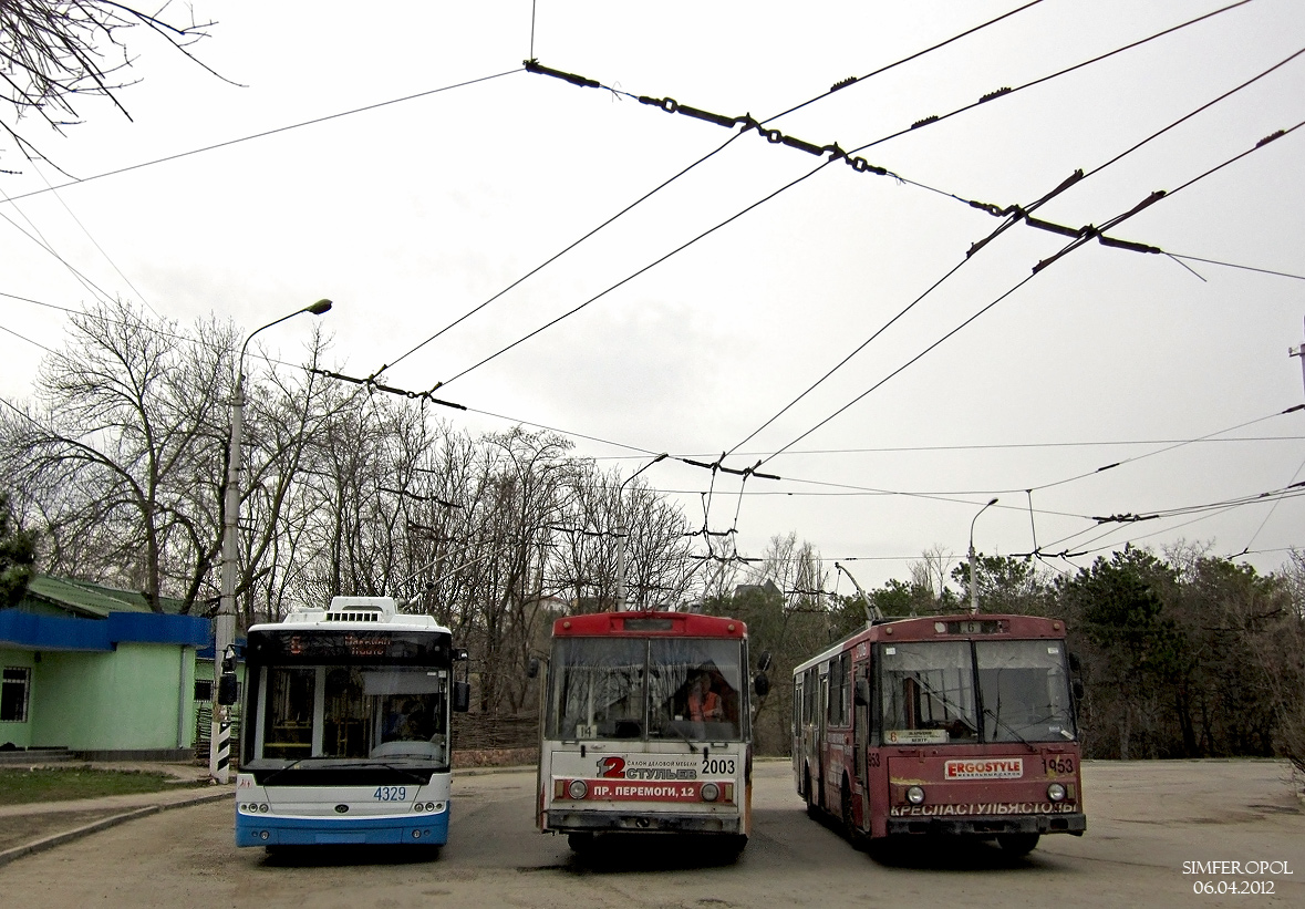 Крымский троллейбус, Богдан Т70110 № 4329; Крымский троллейбус, Škoda 14Tr02/6 № 2003; Крымский троллейбус, Škoda 14Tr06 № 1953