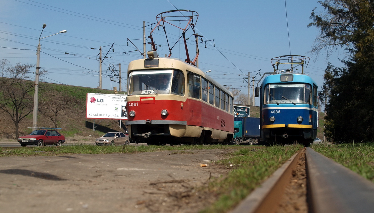 Одесса, Tatra T3SU № 4061; Одесса, Tatra T3R.P № 4086