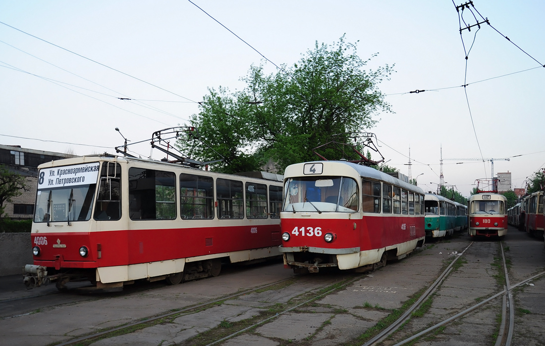 Donetsk, Tatra-Yug T6B5 # 4006; Donetsk, Tatra T3R.P # 4136