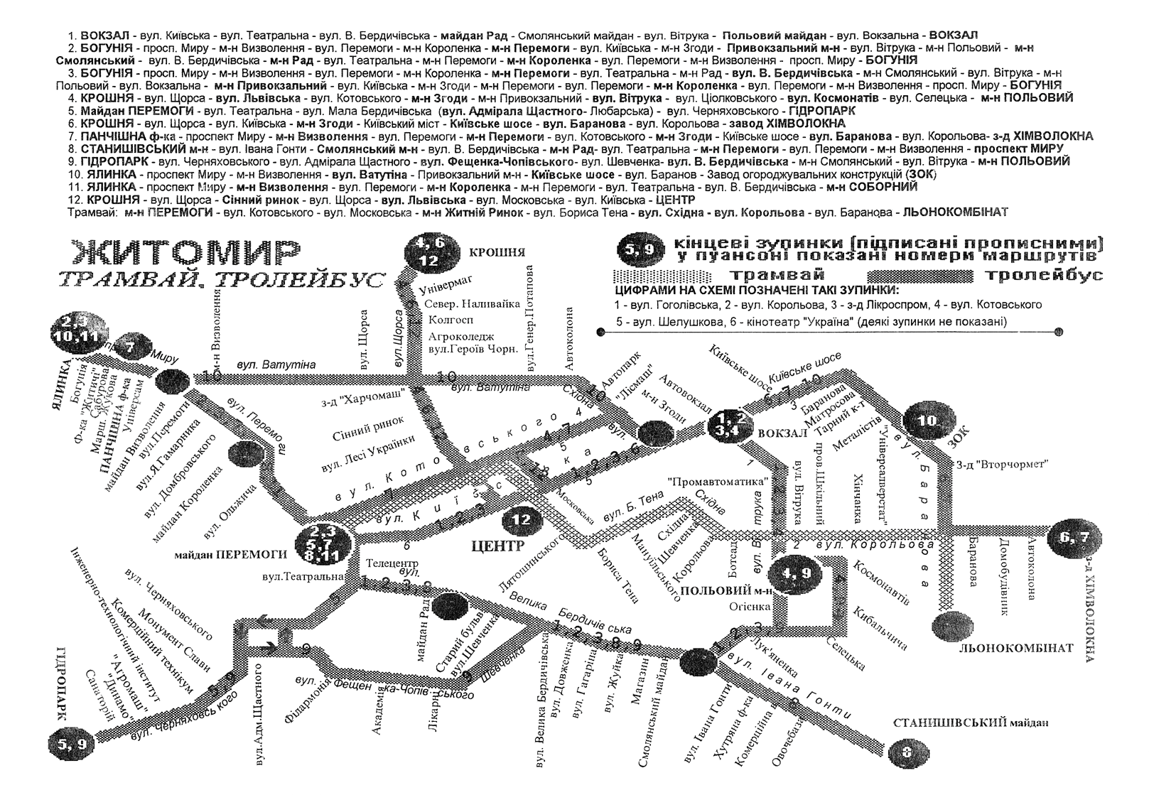 日托米爾 — Tram (since 1975) and trolleybus routes