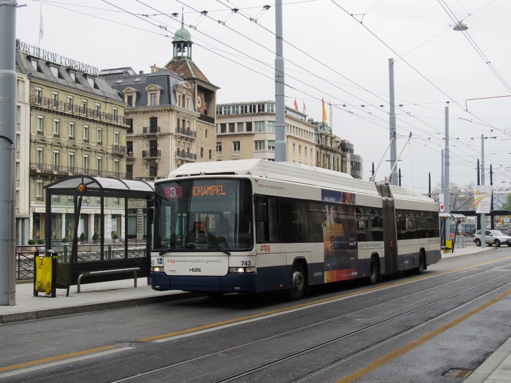 Женева, Hess SwissTrolley 3 (BGT-N2C) № 743