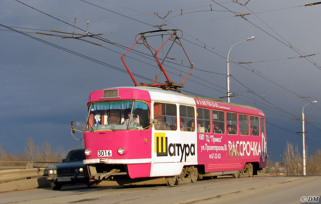 Волгоград, Tatra T3SU (двухдверная) № 3016