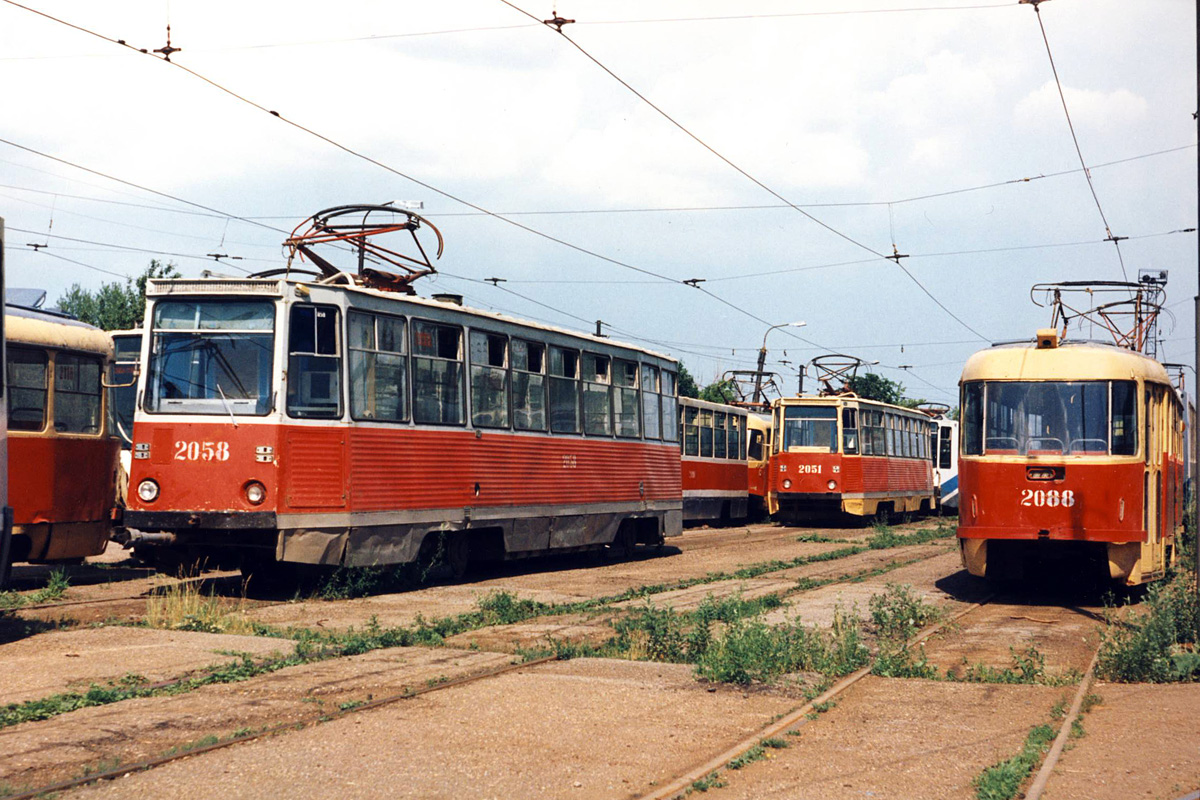 Oufa, 71-605A N°. 2058; Oufa, 71-605A N°. 2051; Oufa, Tatra T3SU N°. 2088; Oufa — Historic photos; Oufa — Tramway Depot No. 2 at Sevastopolskaya Street (closed)