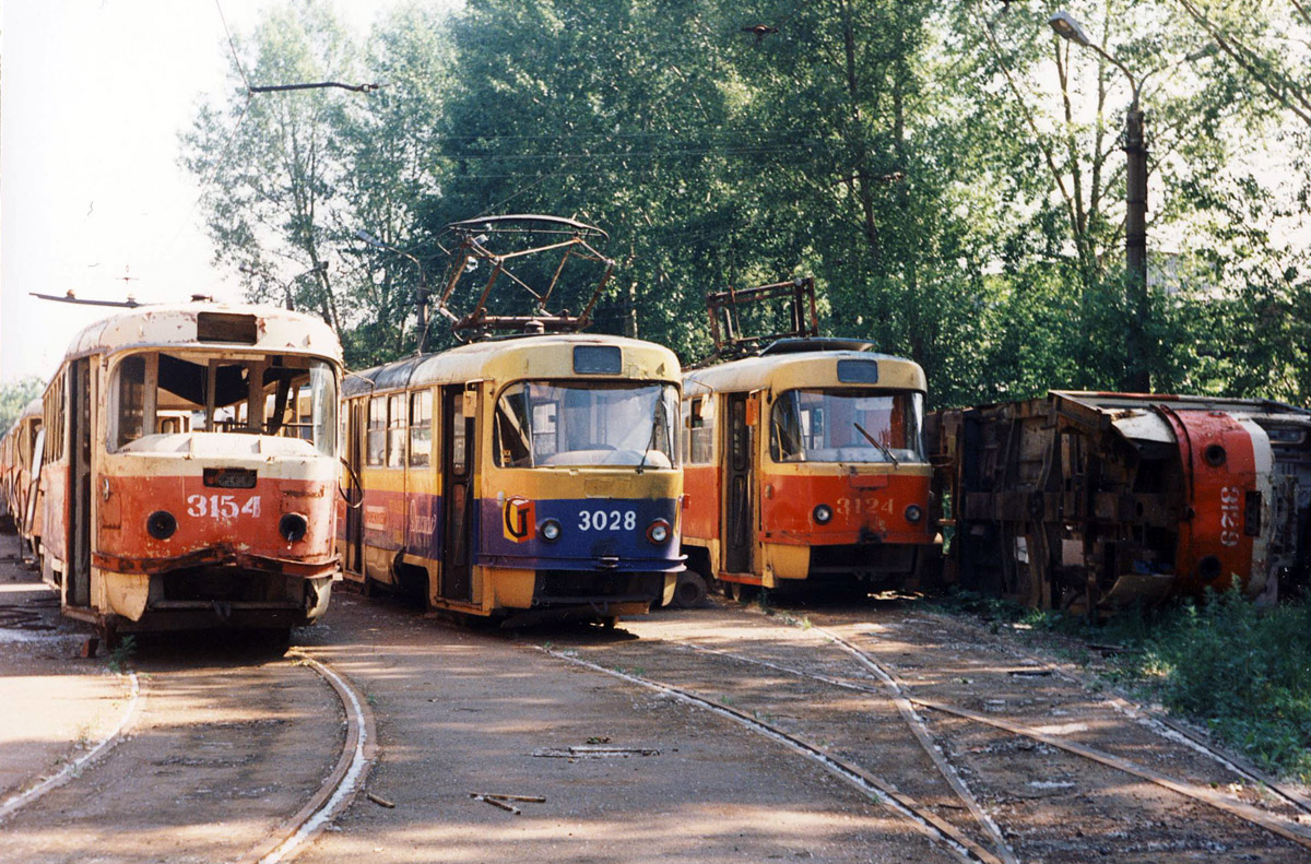 Ufa, Tatra T3SU (2-door) nr. 3154; Ufa, Tatra T3SU nr. 3028; Ufa, Tatra T3SU nr. 3124; Ufa, Tatra T3SU nr. 3129; Ufa — Historic photos; Ufa — Tramway Depot No. 2 (formerly No. 3)