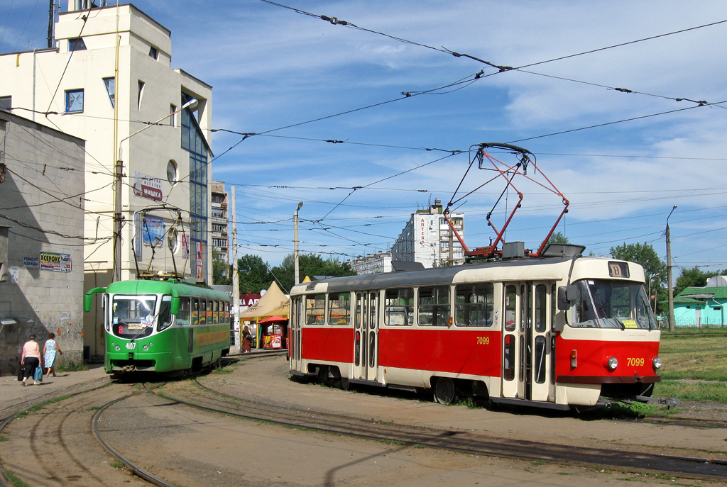 Harkova, T3-VPA # 4107; Harkova, Tatra T3SUCS # 7099