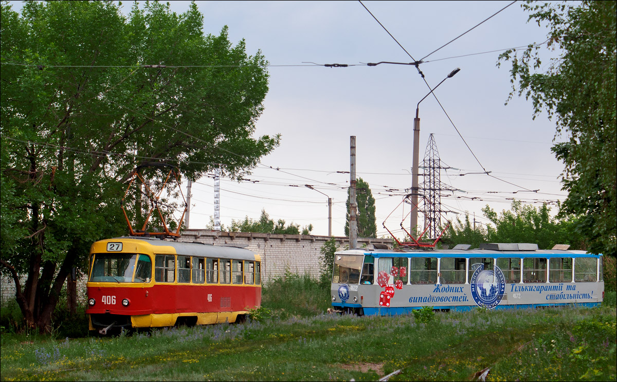Харьков, Tatra T3SU № 406; Харьков, Tatra T6B5SU № 4572