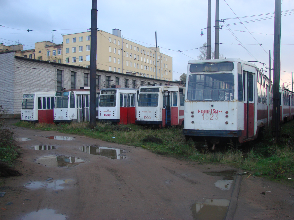 Saint-Petersburg, LM-68M č. 1745; Saint-Petersburg, LM-68M č. 1550; Saint-Petersburg, LM-68M č. 1508; Saint-Petersburg, LM-68M č. 1555; Saint-Petersburg, LM-68M č. 1596; Saint-Petersburg — Tramway depot # 1