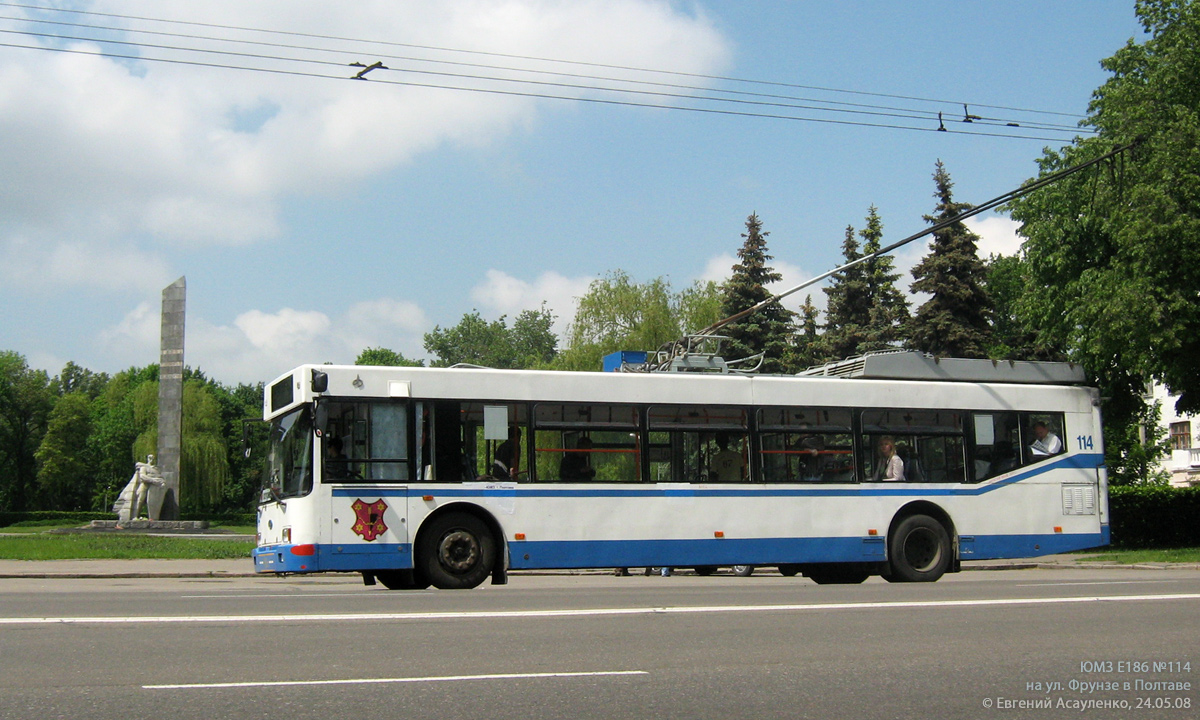 Полтава, ЮМЗ E186 № 114; Полтава — Покатушки на троллейбусе ЮМЗ Е186 №114 24.05.08