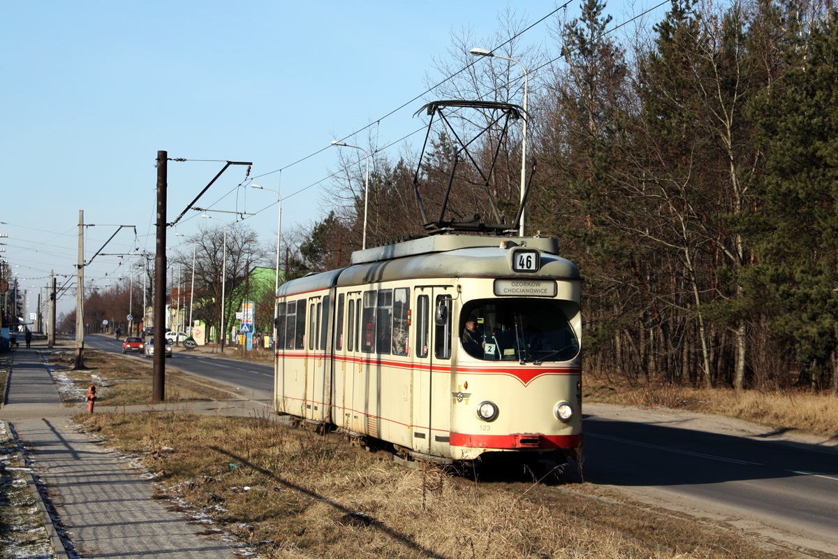 Лодзь, Duewag GT6 № 123; Лодзь — Пригородные трамваи — Озоркув