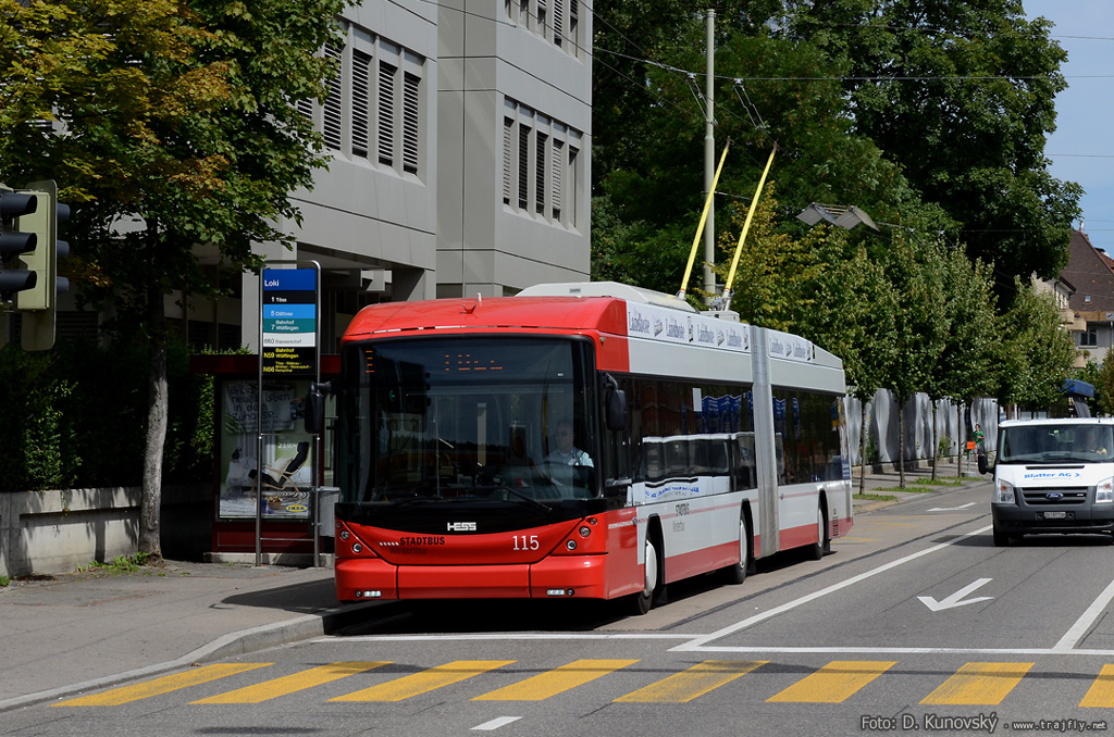 Winterthur, Hess SwissTrolley 3 (BGT-N1C) nr. 115