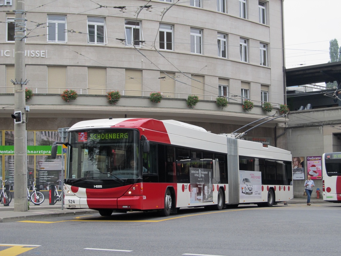 Fribourg, Hess SwissTrolley 3 (BGT-N2C) Nr 524
