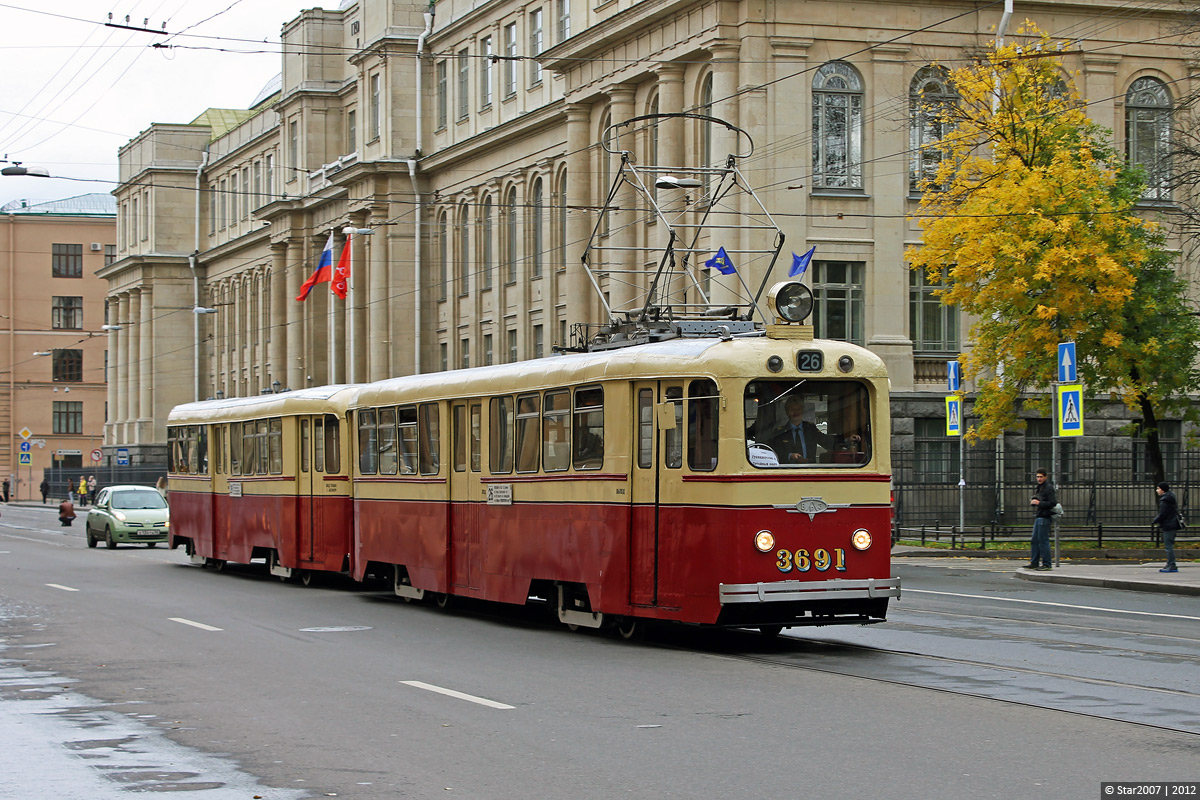 Petrohrad, LM-49 č. 3691; Petrohrad — Petersburg tram 105 anniversary, parade of cars